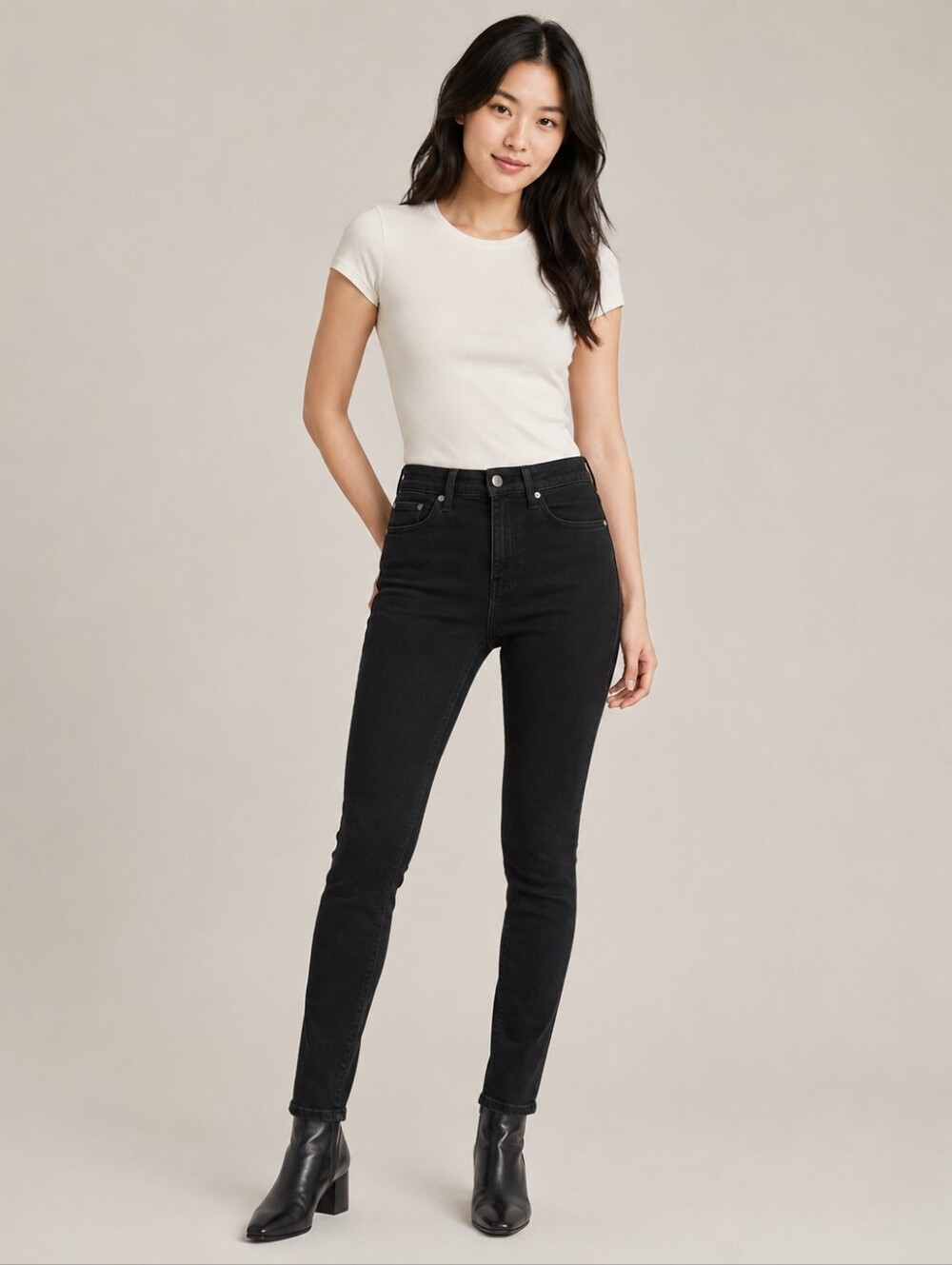 rag & bone Black HIGH RISE ANKLE SKINNY Jeans size 25